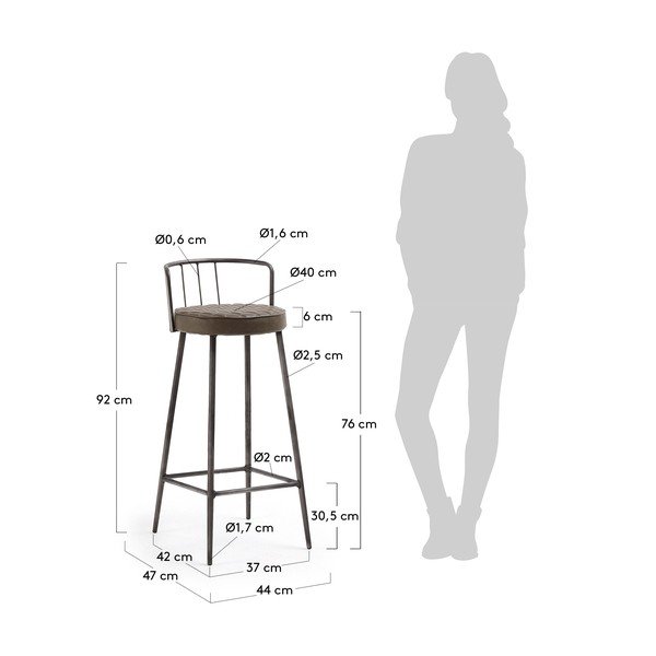 Rudos spalvos baro kėdė Kave Home, aukštis 92 cm-image-4