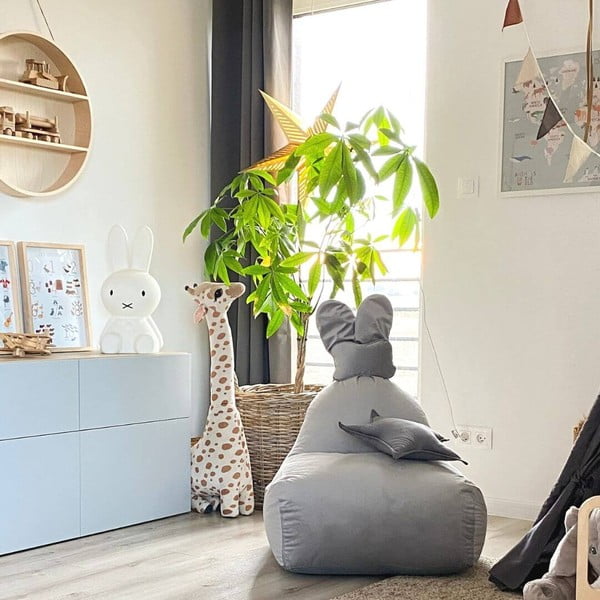 Šviesiai pilkos spalvos vaikiškas sėdmaišis Funny Bunny – The Brooklyn Kids-image-2