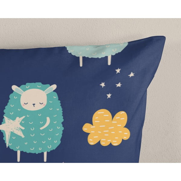 Mėlynos spalvos iš medvilnės viengulė/itin ilga vaikiška patalynė 140x220 cm Sheep – Good Morning-image-3