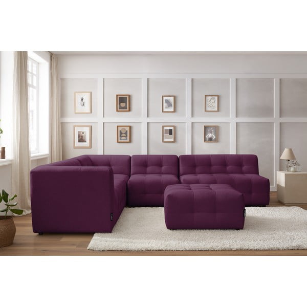 Tamsiai violetinė kampinė sofa (kairysis kampas) Kleber - Bobochic Paris-image-1