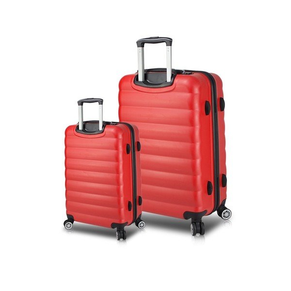 2 raudonų kelioninių lagaminų ant ratukų su USB jungtimis rinkinys "My Valice RESSNO Cabin & Large