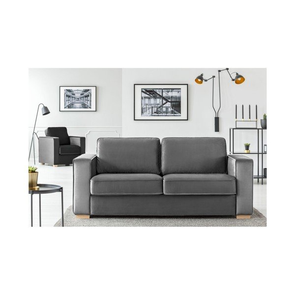 Kosmopolitinio dizaino Čikagos pilka dviejų vietų sofa-image-3