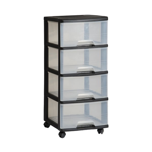 Iš plastiko lentyna ant ratukų juodos spalvos/peršviečiama 37x80,5 cm – Curver