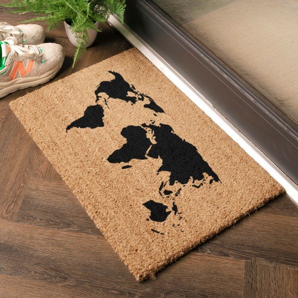Iš kokoso pluošto grindų kilimėlis 40x60 cm World Map – Artsy Doormats-image-1