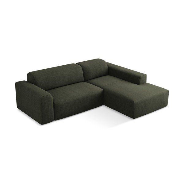Žalios spalvos kampinė sofa (su dešiniuoju kampu/su gultu) Keli – Makamii-image-3