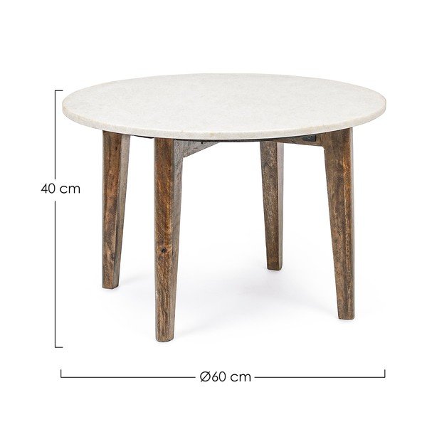 Baltos spalvos/natūralios spalvos su marmuriniu stalviršiu apvalios formos kavos staliukas ø 60 cm Sylvester – Bizzotto-image-4