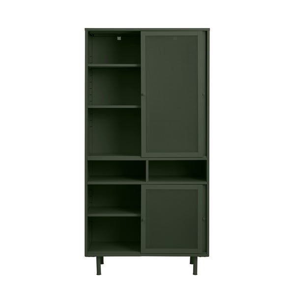 Iš metalo spintelė tamsiai žalios spalvos su stumdomomis durimis 90x180x40 cm Veep – Unique Furniture-image-3