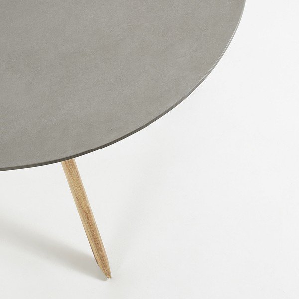 Valgomojo stalas su šviesiai pilku stalviršiu Kave Home Glow, skersmuo 120 cm-image-1