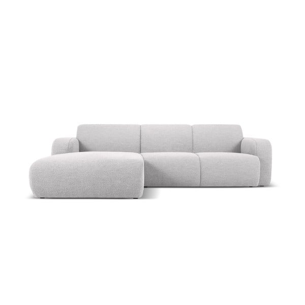 Kampinė sofa šviesiai pilkos spalvos iš boucle (su kairiuoju kampu) Molino – Micadoni Home