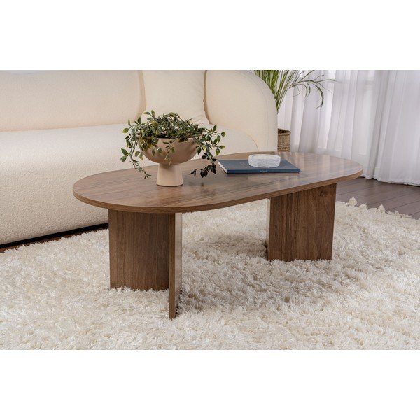 Tamsiai rudos spalvos kavos staliukas iš riešutmedžio 60x119 cm Sable – Kalune Design-image-1