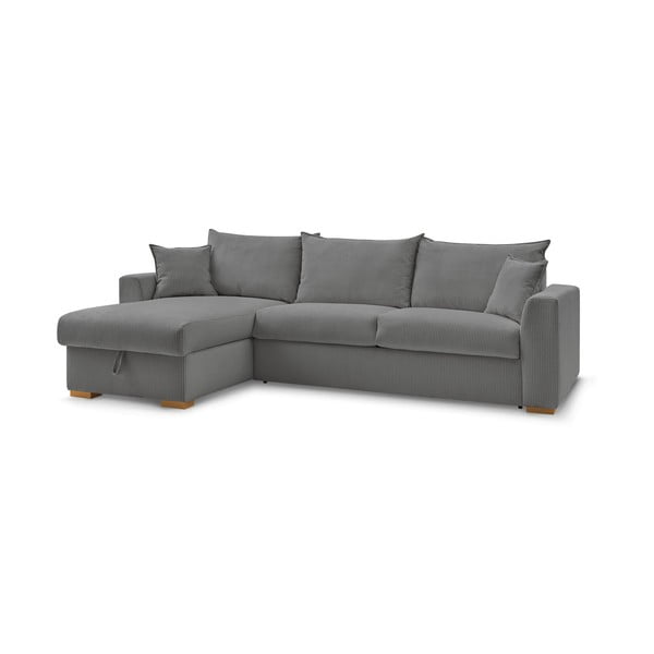 Iš kordinio velveto sulankstoma kampinė sofa pilkos spalvos (kintama) Augustin – Bobochic Paris-image-3