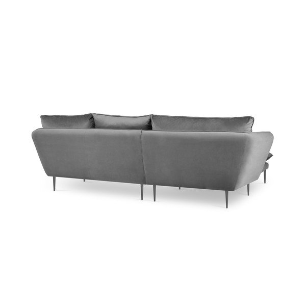 Šviesiai pilka aksominė kampinė sofa Mazzini Sofas Acacia, kairysis kampas-image-4
