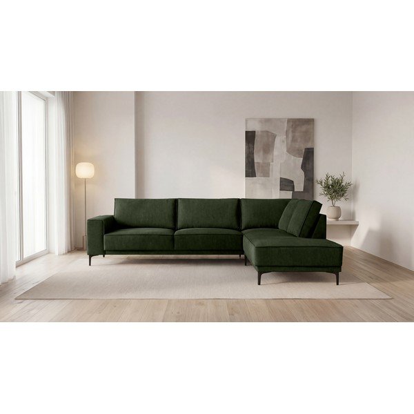 Žalios spalvos kampinė sofa iš šenilinio audinio (su dešiniuoju kampu/„L“ formos) Copenhagen – Scandic-image-4