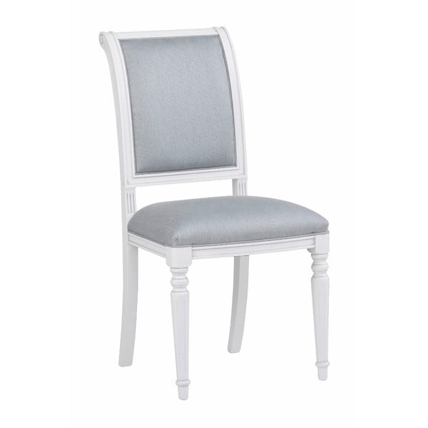 Balto buko valgomojo kėdė su mėlynai pilkais apmušalais "Rowico Mozart
