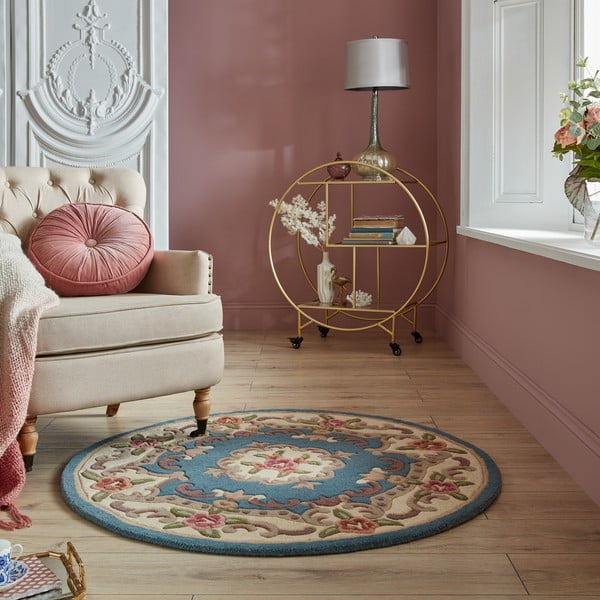 Mėlynas vilnonis kilimas Flair Rugs Aubusson, ⌀ 120 cm-image-1