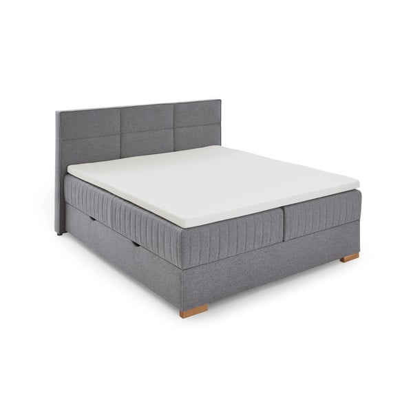 Spyruoklinė lova pilkos spalvos su sandėliavimo vieta 180x200 cm Tambo – Meise Möbel