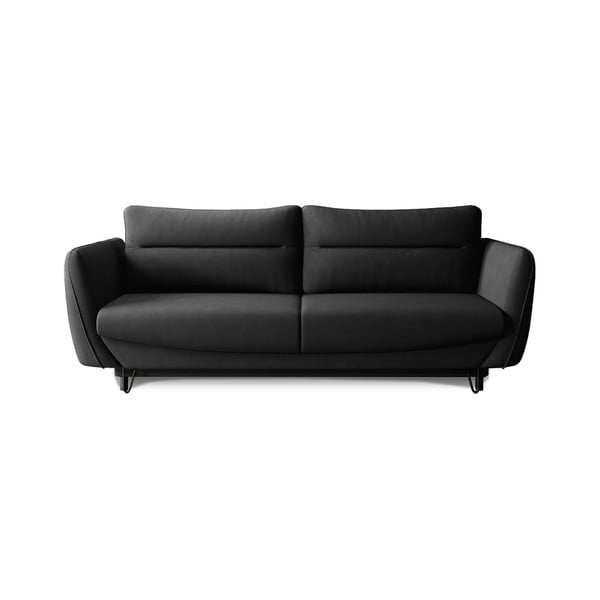 Juodos spalvos iš šenilinio audinio sulankstoma/su sandėliavimo vieta sofa 236 cm Silva – ELTAP