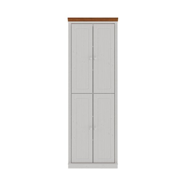 Baltos spalvos/gintarinės spalvos iš pušies masyvo spintelė 74x223x37 cm Anita – Støraa