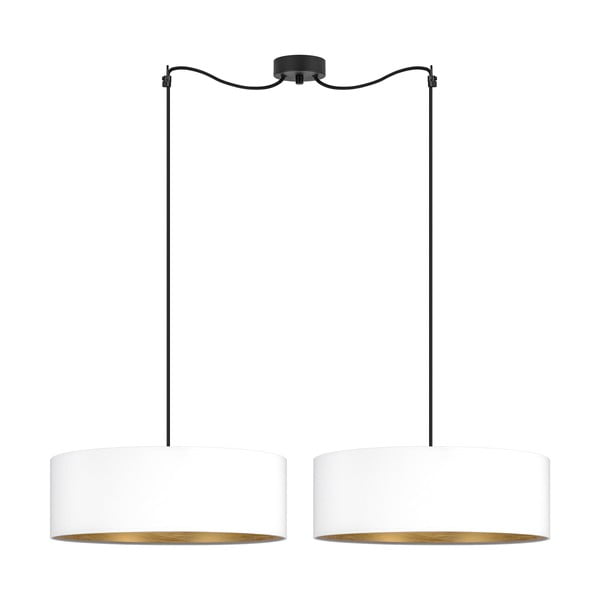 Baltas dviejų dalių pakabinamas šviestuvas su aukso spalvos detalėmis Sotto Luce Tres S, ⌀ 45 cm