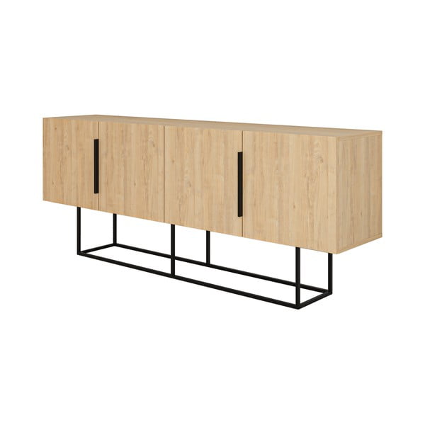 Žema šoninė spintelė natūralios spalvos iš ąžuolo 200x80 cm Titan – Marckeric-image-3