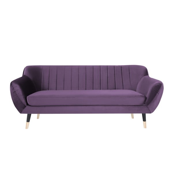 Violetinė sofa su juodomis kojomis Mazzini Sofas Benito, 188 cm