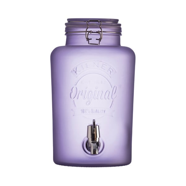Pieno spalvos violetinio stiklo gėrimų dozatorius su čiaupu "Kilner", 5 l