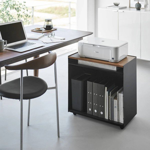 Juodos spalvos iš metalo lentyna ant ratukų 60x59x35 cm Tower – YAMAZAKI-image-4