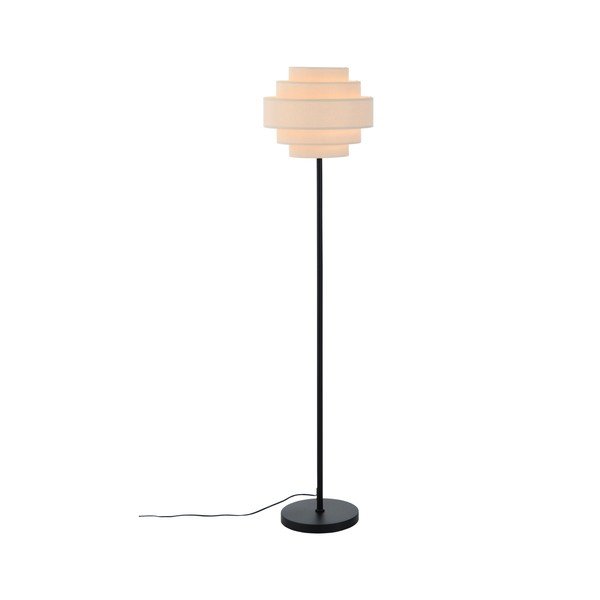 Matinės juodos spalvos/smėlio spalvos iš tekstilės pastatomas šviestuvas (aukštis 145 cm) Miguel – Ellos Home-image-3