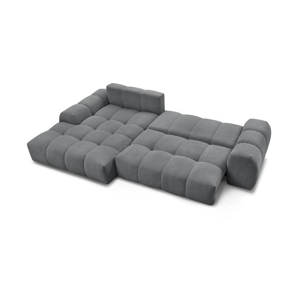 Tamsiai pilkos spalvos iš šenilinio audinio sulankstoma/su sandėliavimo vieta kampinė sofa (su kairiuoju kampu/su gultu) Everest – Bobochic Paris-image-4