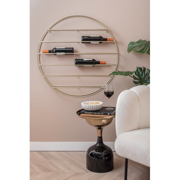 Sieninė auksinės spalvos iš metalo vyno lentyna butelių skaičius 12 80x80x9 cm Redondo – PT LIVING-image-1