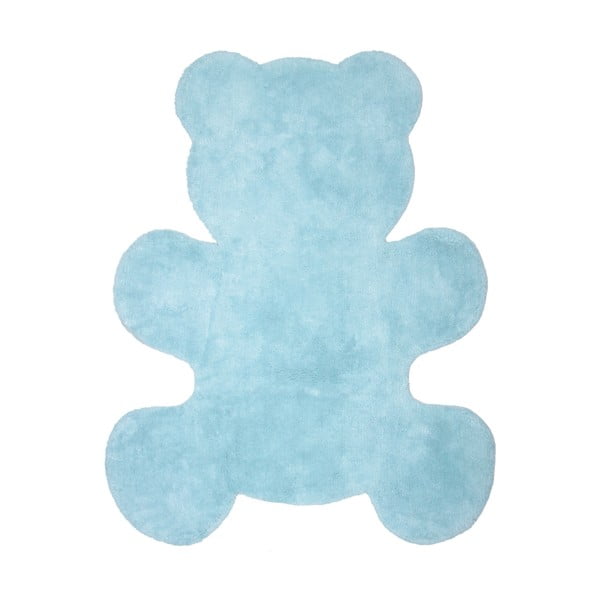 Rankų darbo mėlynas vaikiškas kilimas Nattiot Little Teddy, 80 x 100 cm