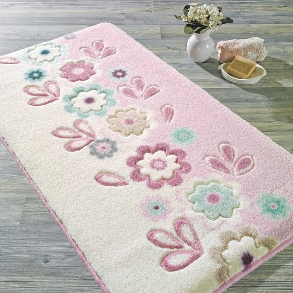 Rožinis vonios kilimėlis Confetti Bathmats April, 80 x 140 cm