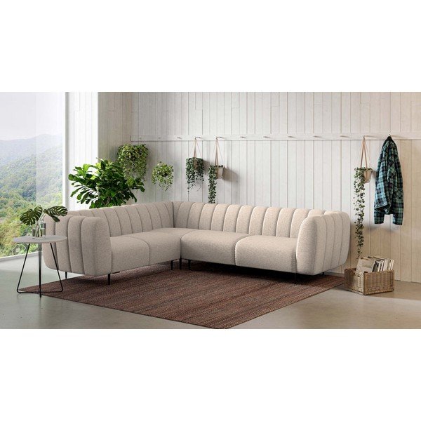 Kampinė sofa smėlio spalvos (su kairiuoju kampu/„L“ formos) Shel – Ghado-image-1