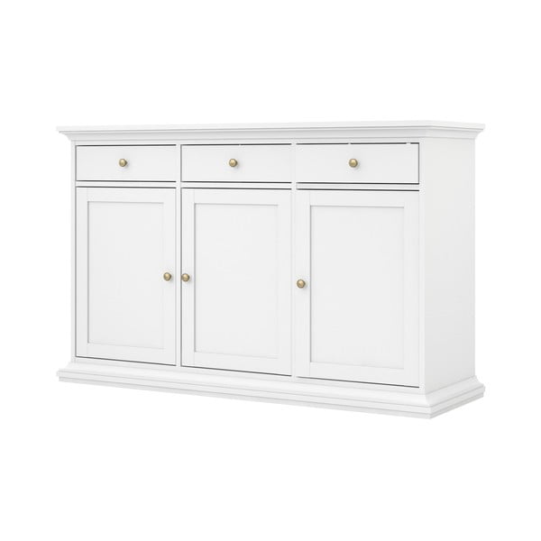 Žema šoninė spintelė baltos spalvos 144x92 cm Paris – Tvilum-image-2