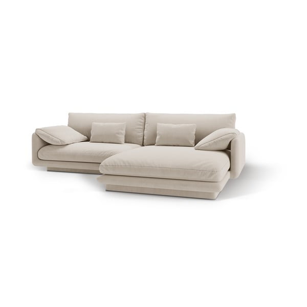 Iš velveto kampinė sofa baltos spalvos (su dešiniuoju kampu/su gultu) Torino – Micadoni -image-1