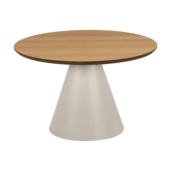 Apvalios formos kavos staliukas kreminės spalvos/natūralios spalvos su ąžuolo dekoro stalviršiu ø 65 cm Soli – Actona