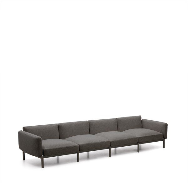 Tamsiai pilkos spalvos sodo modulinė sofa 370 cm Sorells – Kave Home-image-1