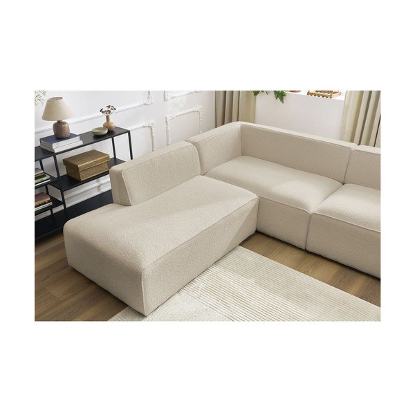 Smėlio spalvos iš boucle modulinė kampinė sofa (su kairiuoju kampu/„U“ formos) Megeve – Bobochic Paris-image-3