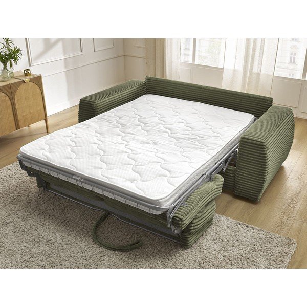 Žalios spalvos sofa miegojimui/sulankstoma iš kordinio velveto 220 cm Hugo – Bobochic Paris-image-1