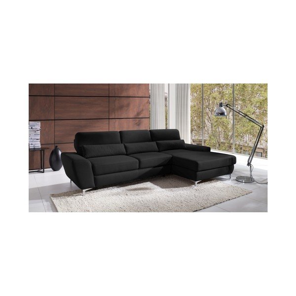 Juoda kampinė sofa-lova "Windsor & Co. Sofos "Omega", dešinysis kampas-image-1