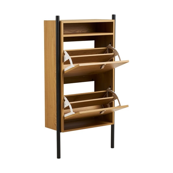 Natūralios spalvos atlenkiama spintelė batams iš ąžuolo 62x118x26 cm Barco – House Nordic-image-4