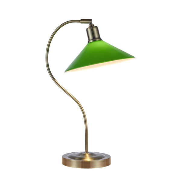 Žalios spalvos/žalvario spalvos stalinis šviestuvas (aukštis 49 cm) su stiklo gaubtu Vela – Markslöjd