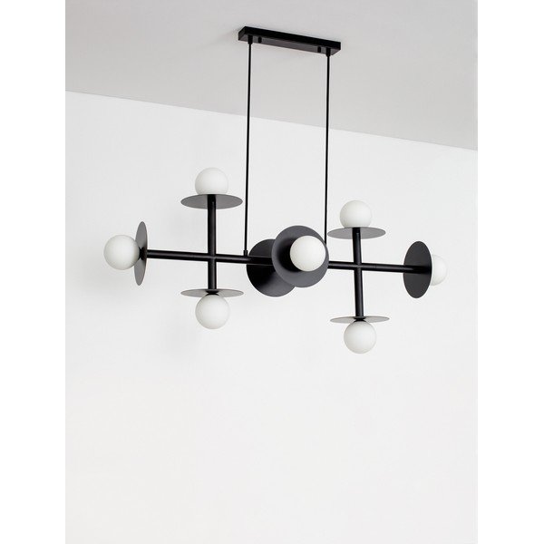 Baltos spalvos/juodos spalvos iš metalo kabantis šviestuvas su stiklo gaubtu Pielo – Nova Luce-image-3