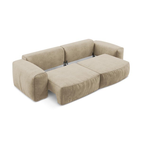 Šviesiai rudos spalvos sulankstoma sofa iš šenilinio audinio 275 cm Kuki – Makamii-image-4