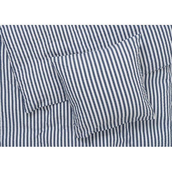 Viengulė/itin ilga patalynė baltos spalvos/tamsiai mėlynos spalvos banguotos tekstūros 140x220 cm Bæk&Bølge – JUNA-image-1