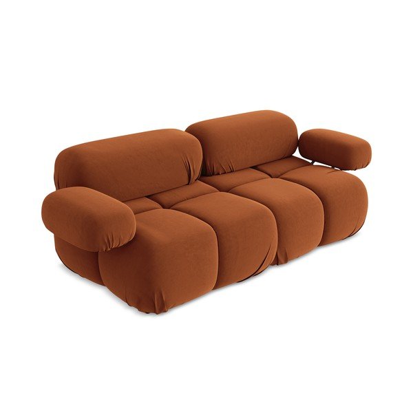 Oranžinės spalvos iš velveto sofa 190 cm Lokua – Makamii-image-1