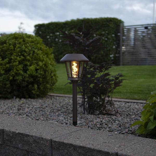 Ruda lauko saulės energija veikianti LED lempa Star Trading Fergus, aukštis 35 cm-image-1