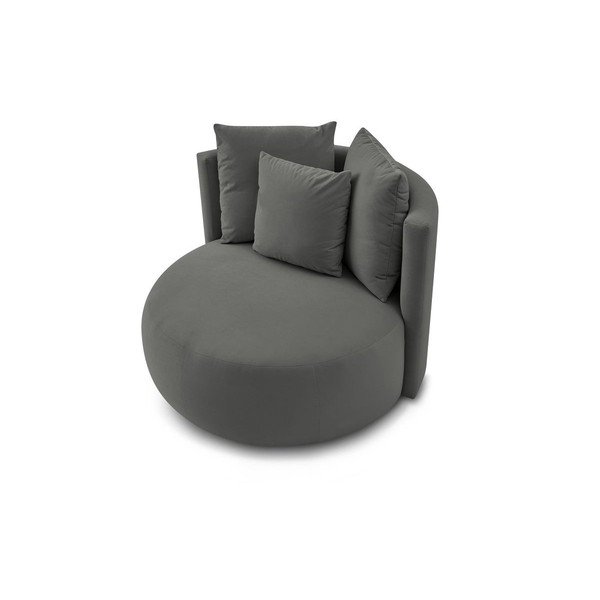 Šviesiai pilkos spalvos krėslas iš velveto Cesar – Bobochic Paris-image-4