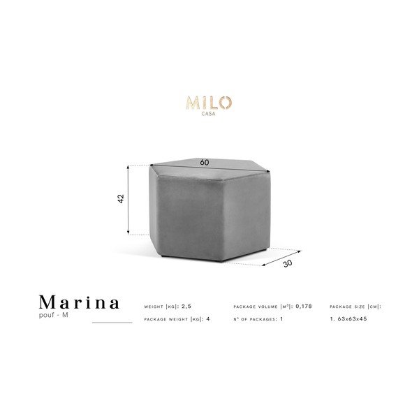 Tamsiai pilkas pufas Milo Casa Marina, skersmuo 60 cm-image-2