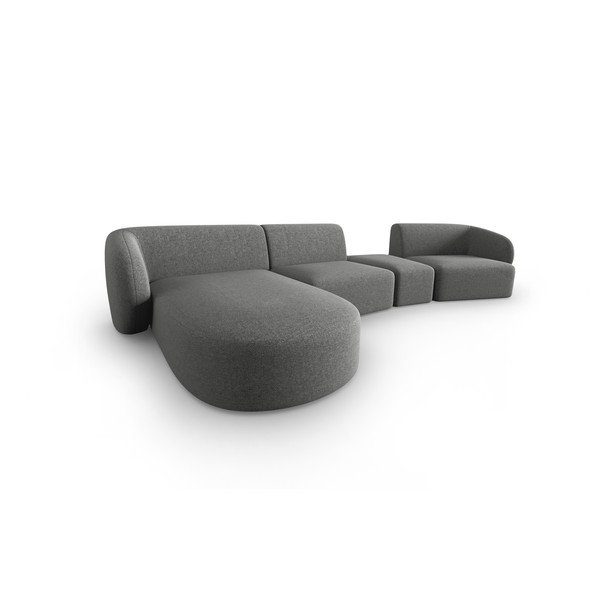 Pilkos spalvos iš šenilinio audinio kampinė sofa (su kairiuoju kampu/su gultu) Paolo – Milo Casa-image-2
